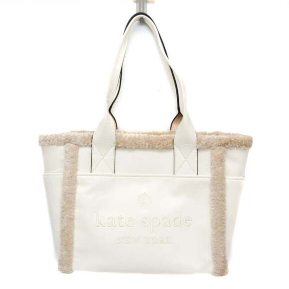 Kate Spade Jet Tote KE517 Women's ElastaneFaux Fur Tote Bag White